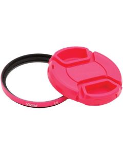 Vivitar 49mm UV Filter and Snap-On Lens Cap, Pink